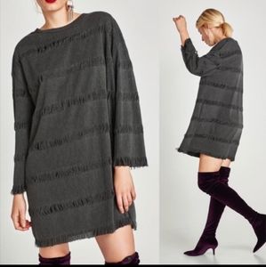 Zara oversized dress with striped fringe